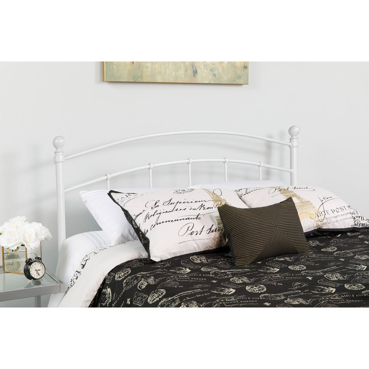 Queen Size White Open Vertical Headboard C35996