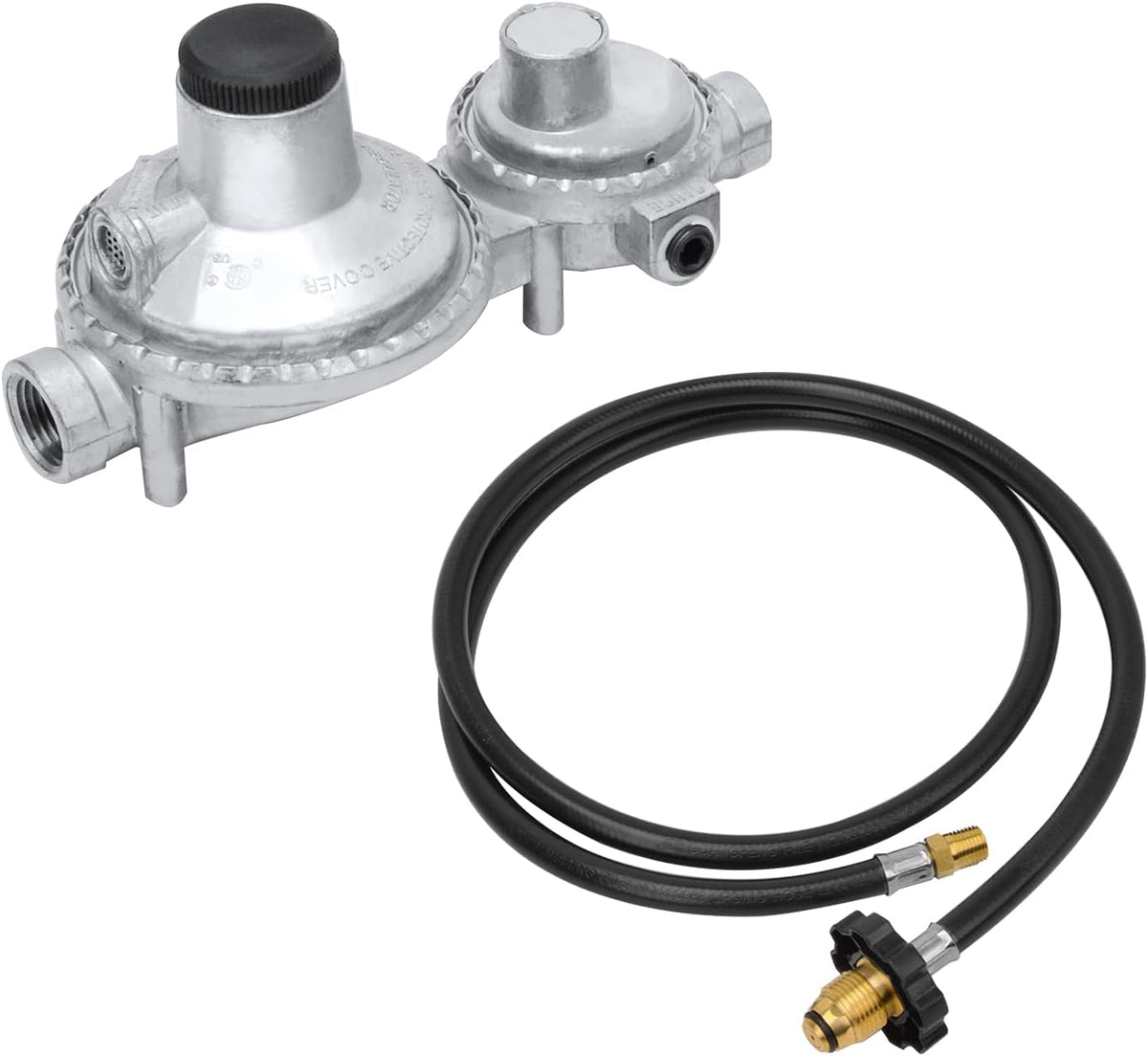 Vertical Two Stage Propane Regulator with 5Ft 1/4 NPT × POL Connection Propane Hose C152
