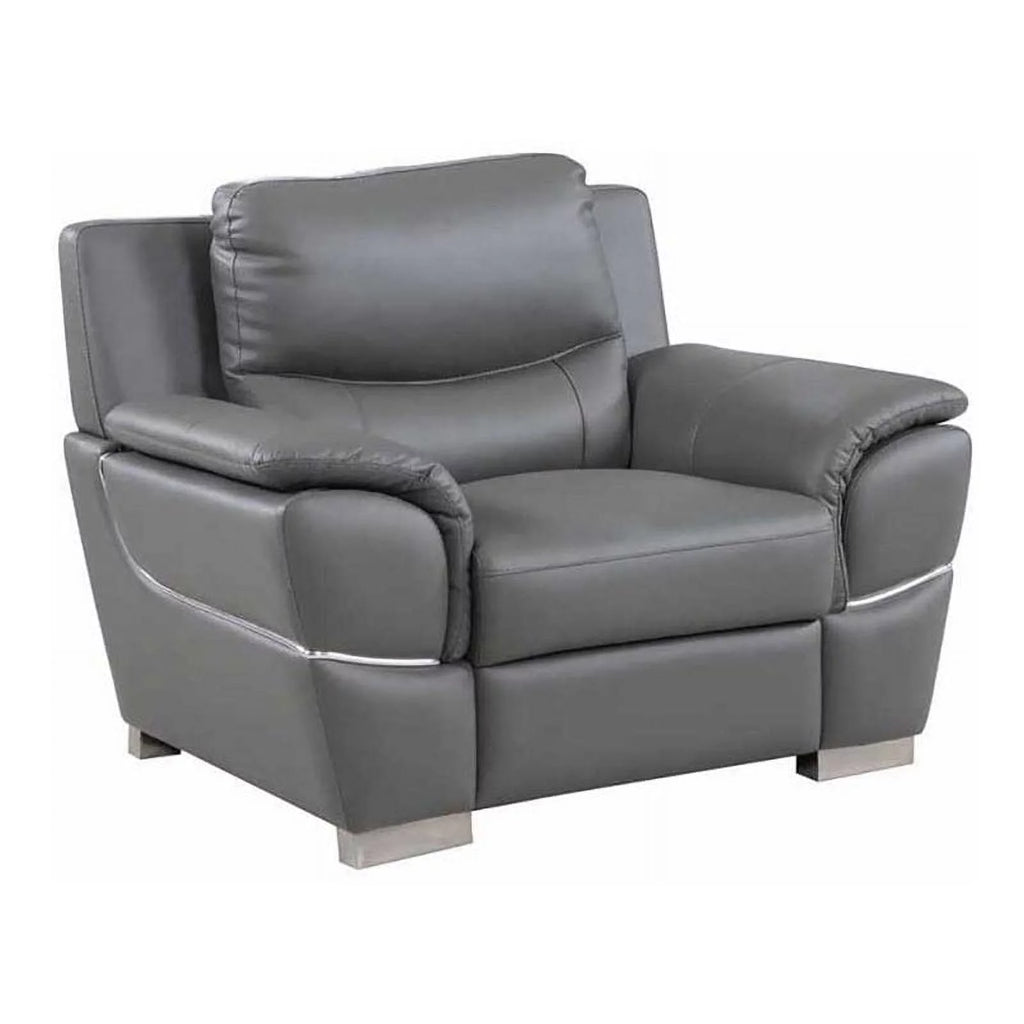 Gray Leather Upholstered Chair B2765