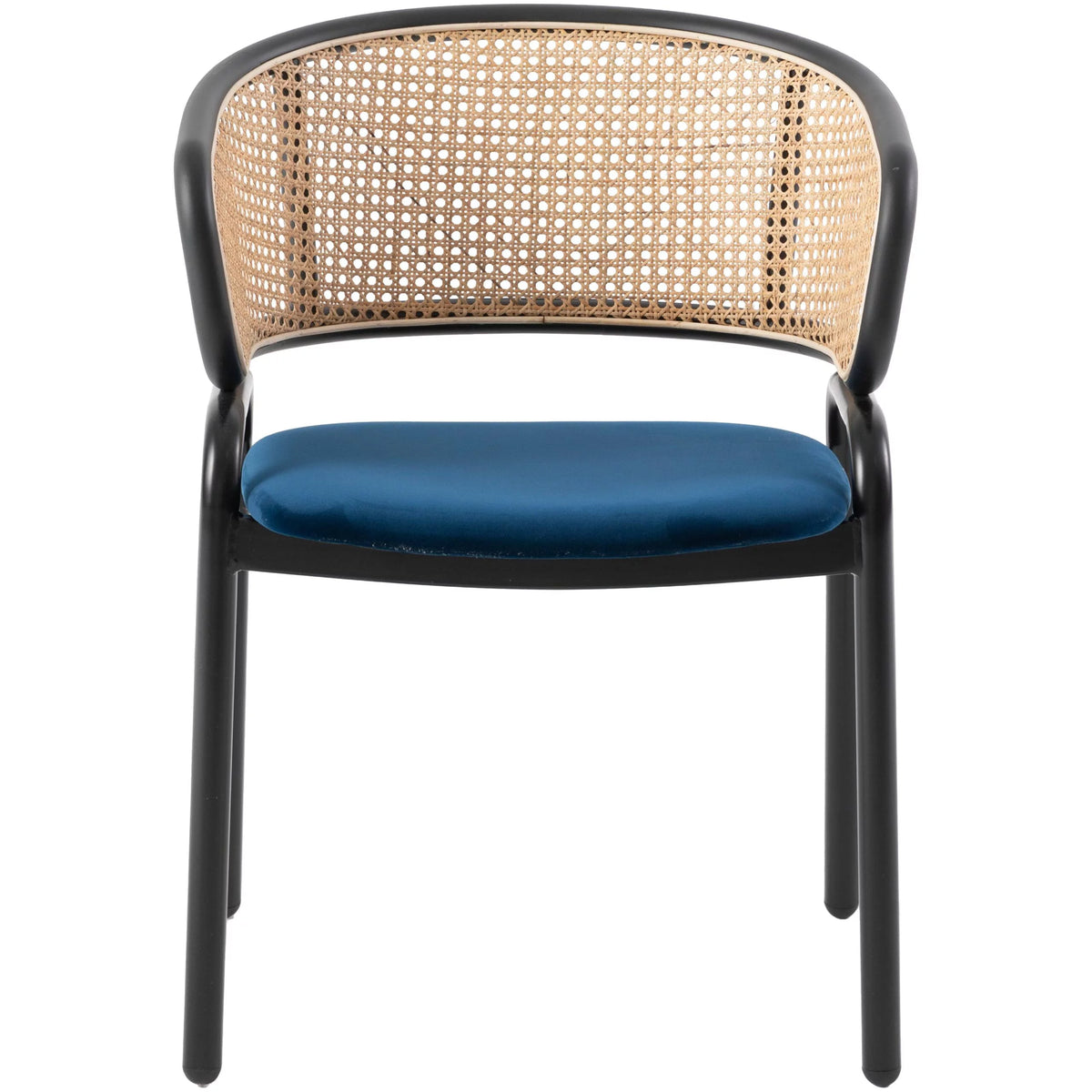 Navy Blue Velvet Wicker Dining Chair Set of 2 U996