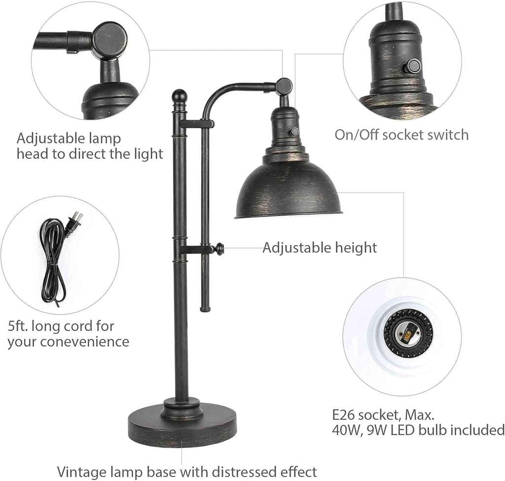 Black Adjustable Metal Desk Lamp T578899