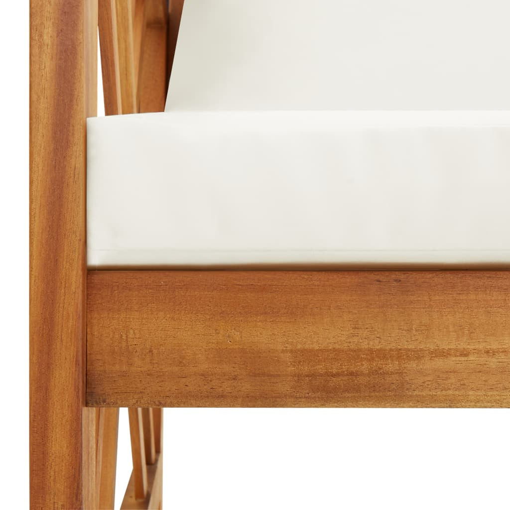 2 Piece Outdoor Sectional Sofa Set with White Cushion and Coffee Side Table Acacia Wood U807295