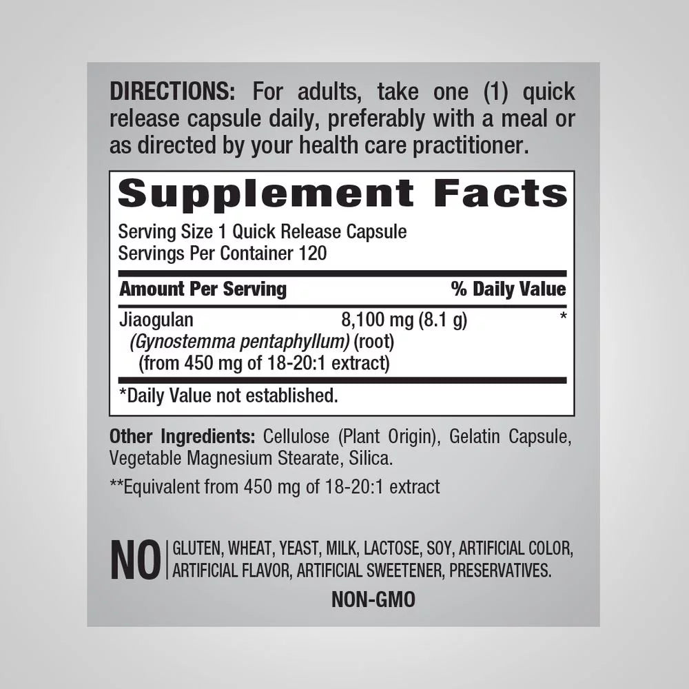 Gynostemma Leaf Extract 8100mg 120 Count Capsules J2707