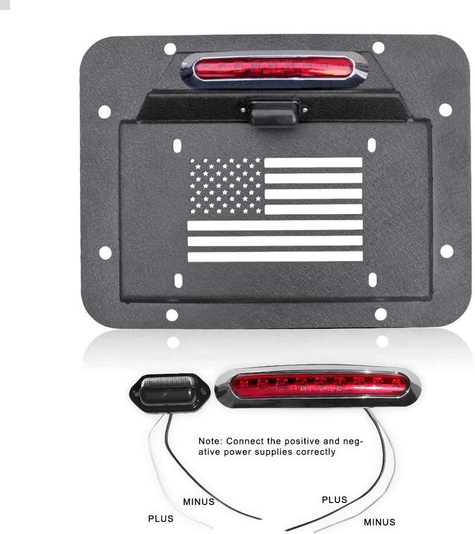 Spare Tire Delete License Plate Relocation Kit with Third Brake Light A6121