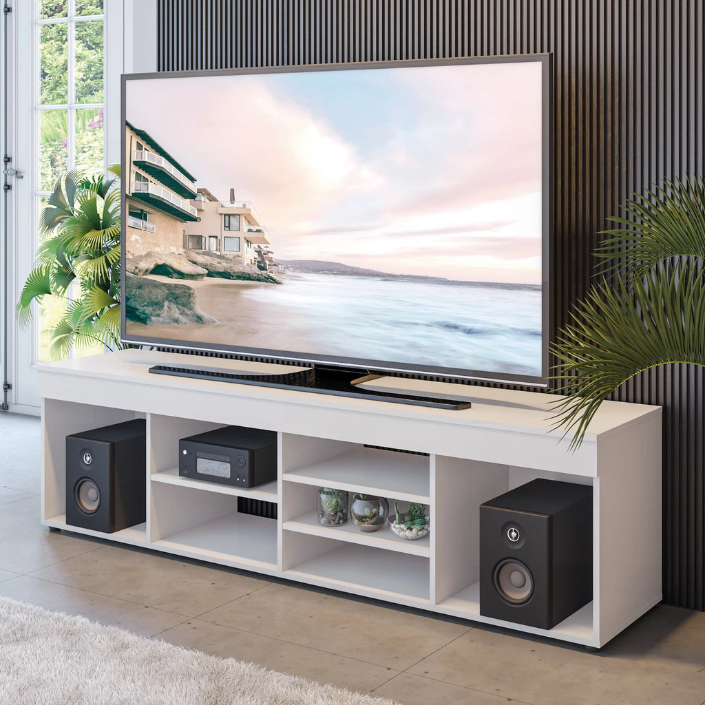 White TV Stand up to 65" Manufactured Wood D4258
