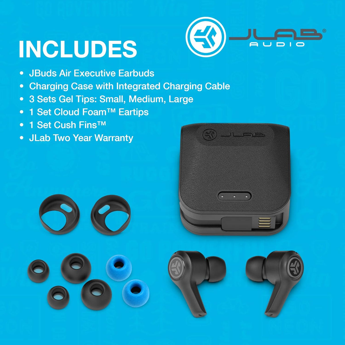 True Wireless Bluetooth Earbuds with Charging Case, Black, Bluetooth 5.0, Pack of 2 A65005