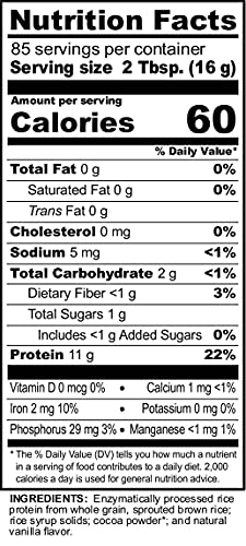 Chocolate Rice Protein Powder, 3 Lb A95027
