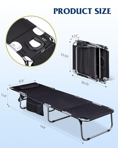 Silver Greige Portable Folding Camping Cot with Carry Bag K6413