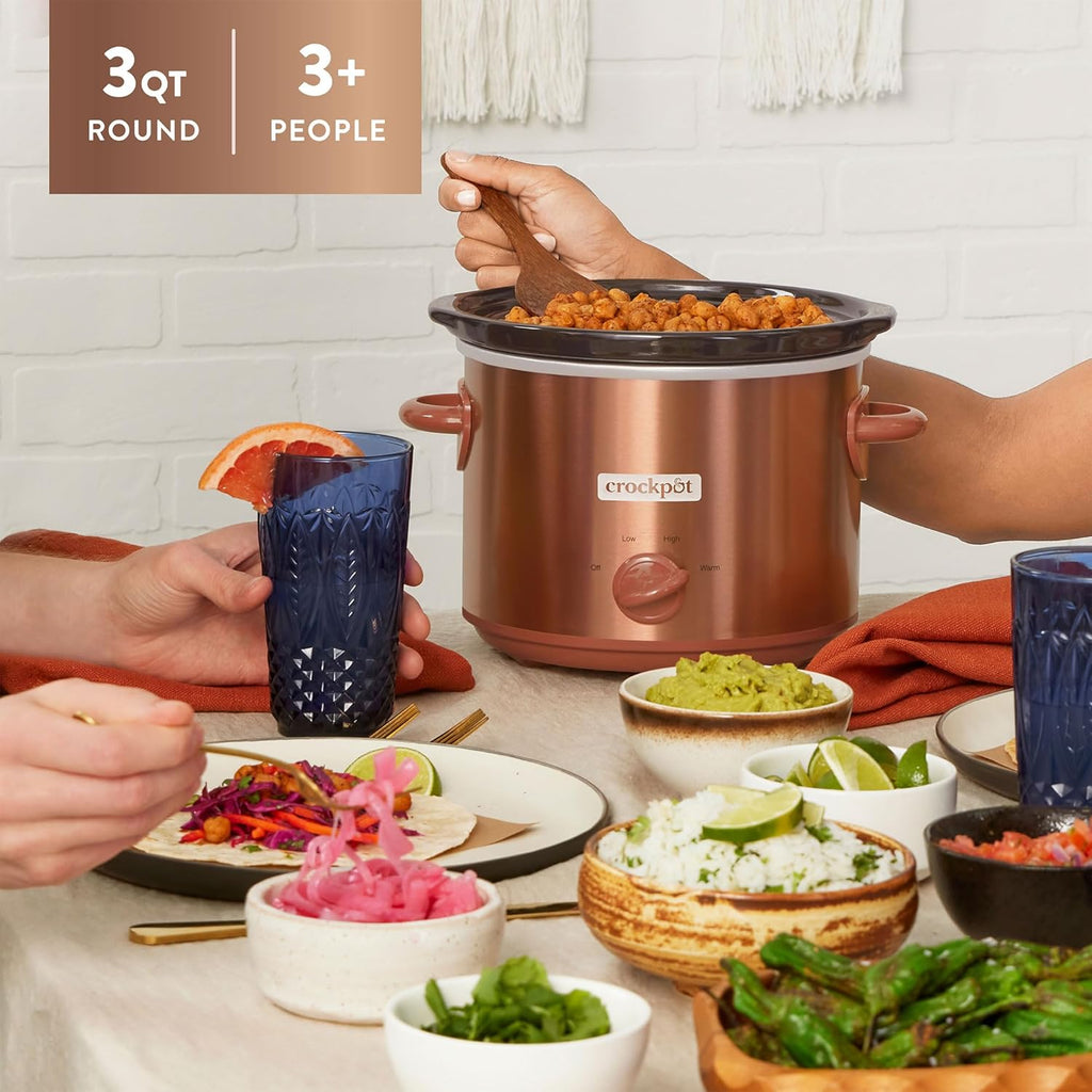 3 Quarts Manual Slow Cooker with Removable Stoneware Bowl I78297