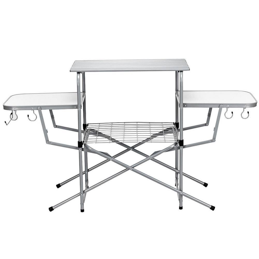 White Aluminum Foldable Camping Table J94241