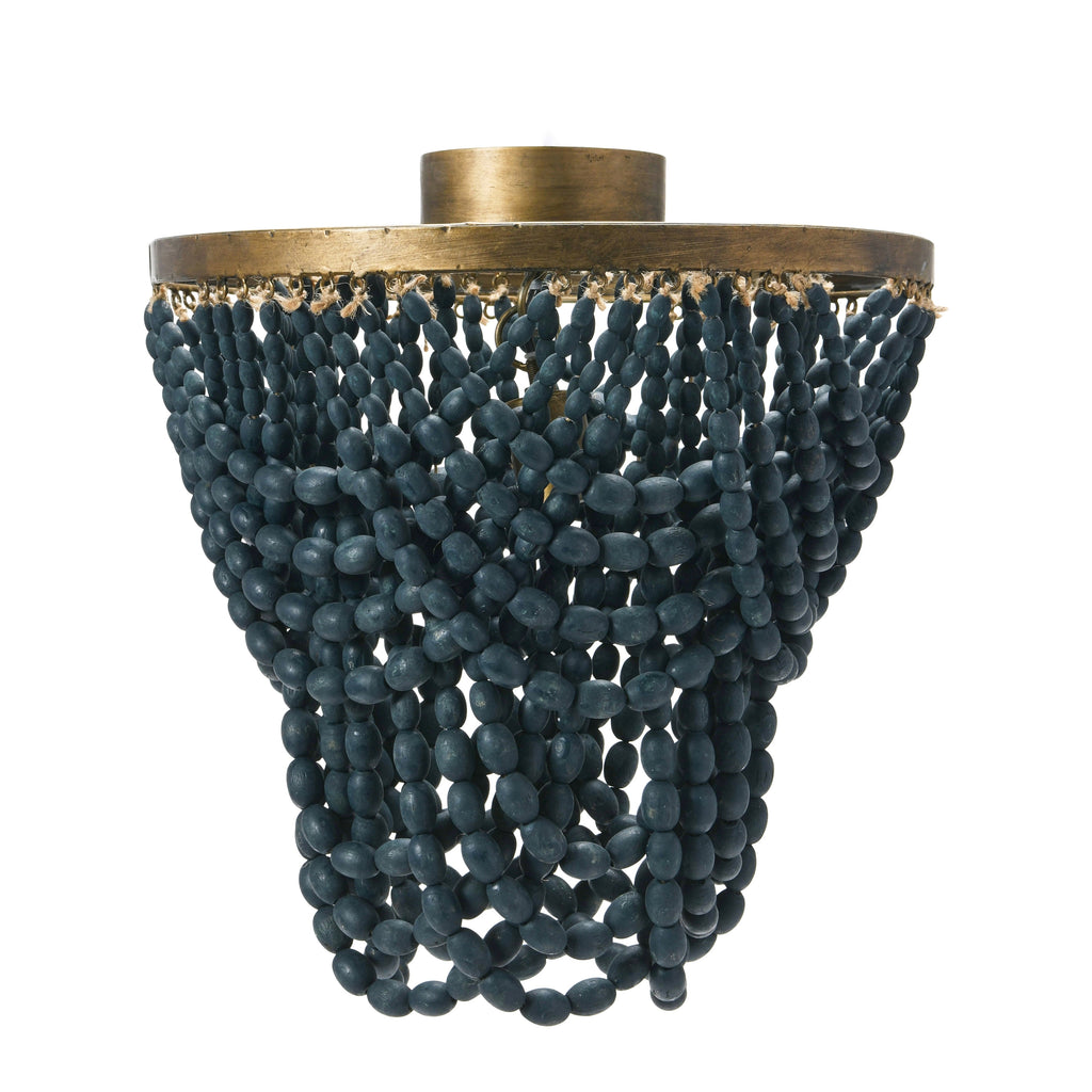2-Tier Wood Bead Semi-Flush Mount Ceiling Light F122