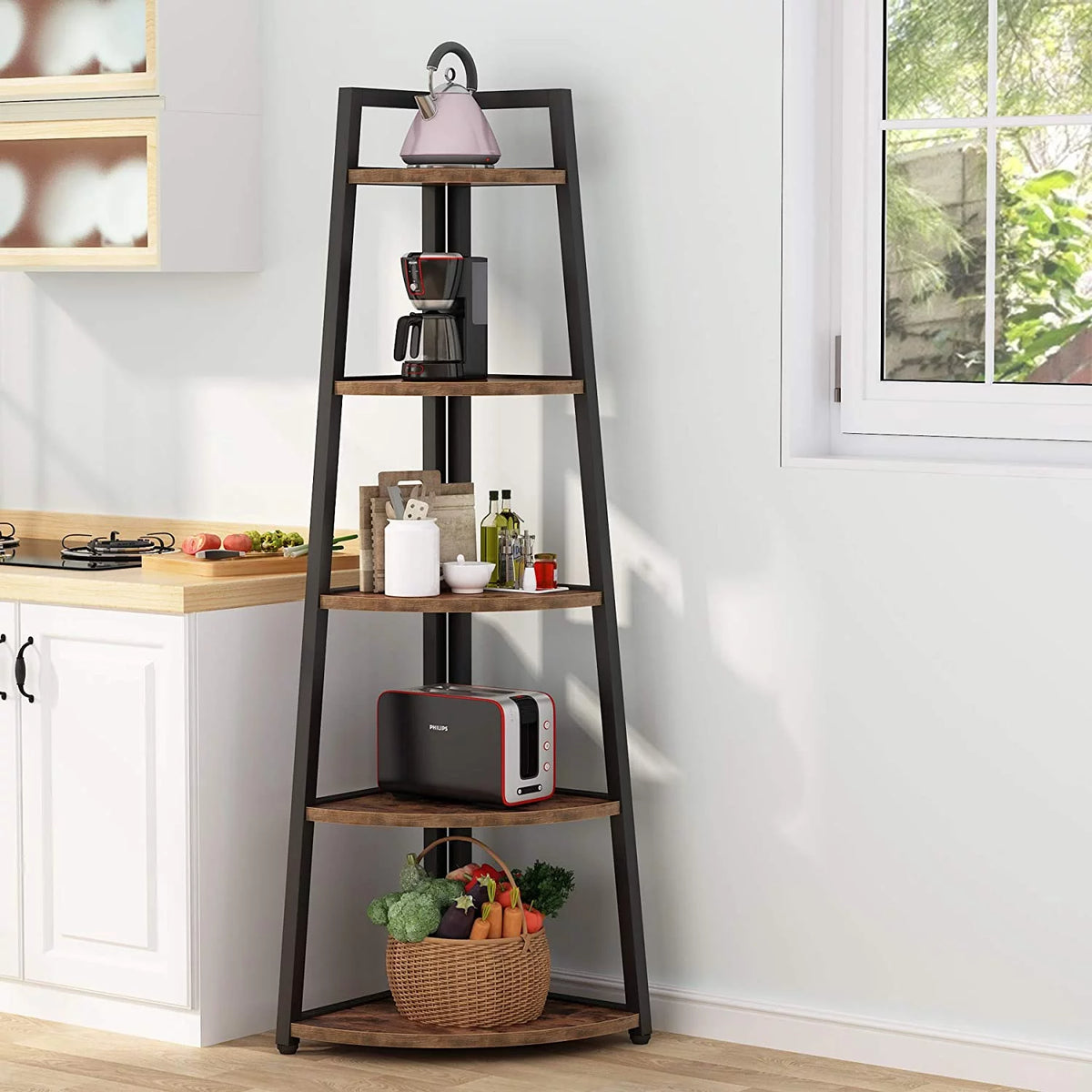 70 inch 5 Tier Corner Bookshelf F50030