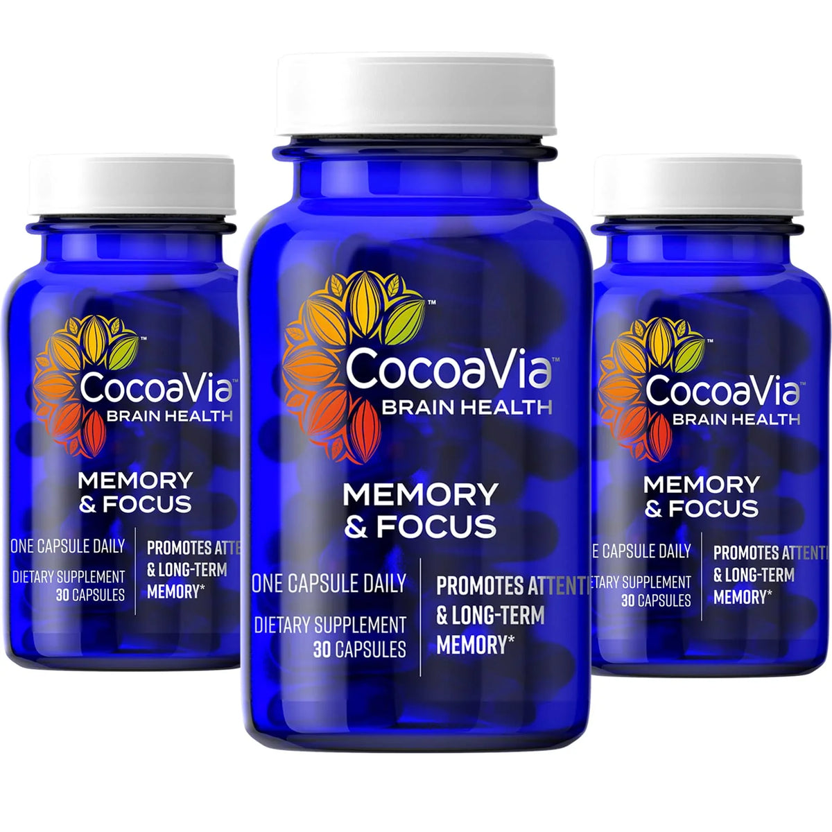 90 Capsules Cocoa Flavanol Blend Lutein Caffeine Vegan Brain Supplement Z53876