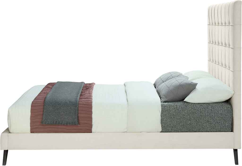 Cream Velvet Full Bed D296