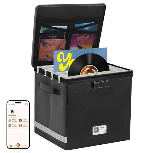 Black Waterproof Vinyl Record Storage Box with Lid Y701139