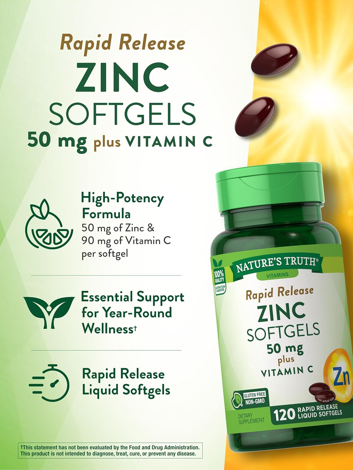 Zinc with Vitamin C 50mg 120 Softgels Supplement S2047
