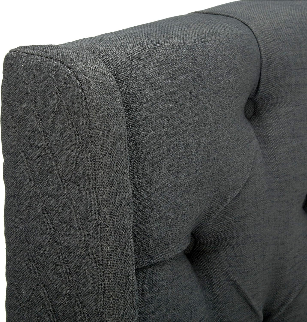Queen Dark Gray Black Tufted Fabric Headboard N56187