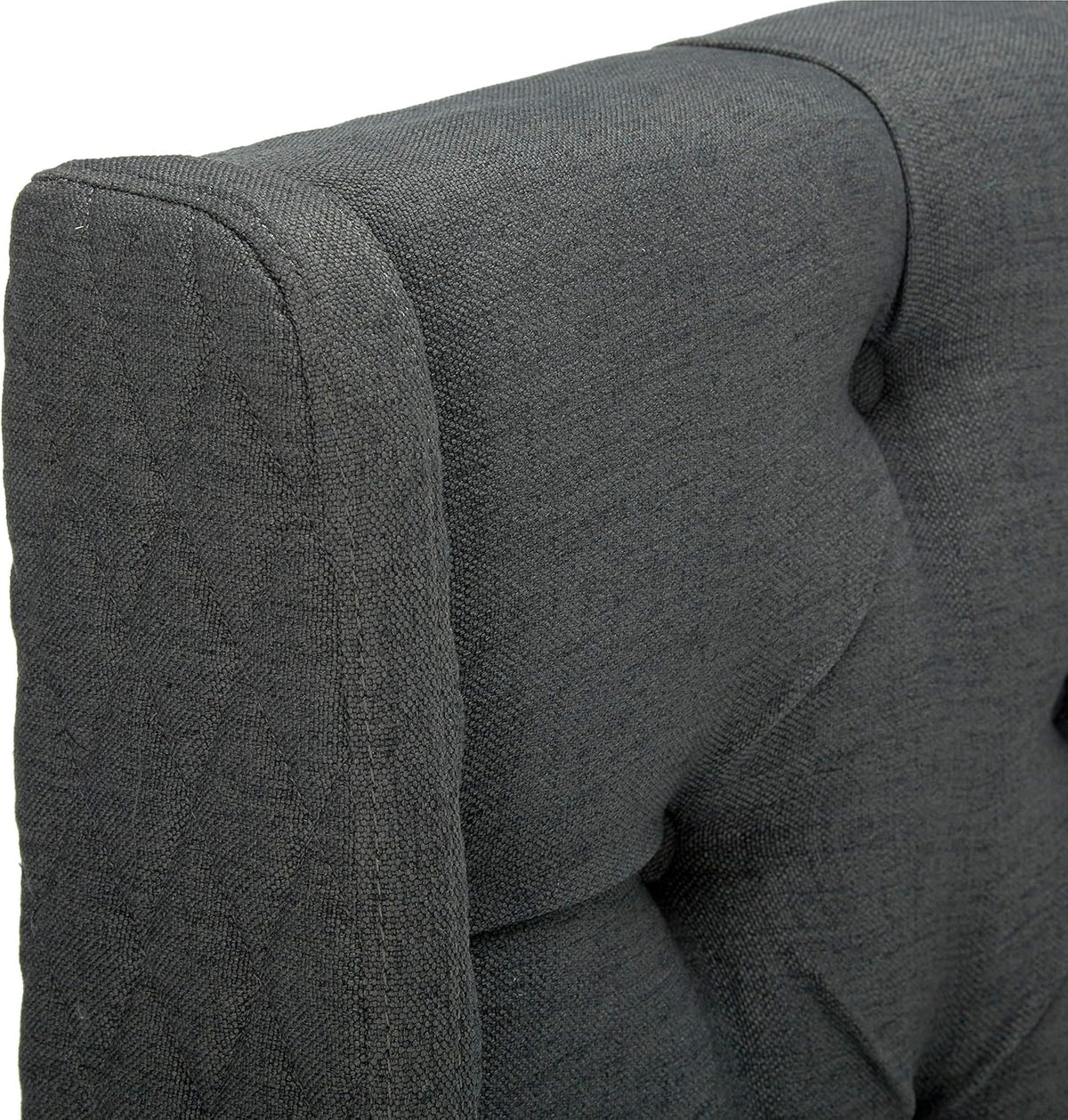 Queen Dark Gray Black Tufted Fabric Headboard N56187