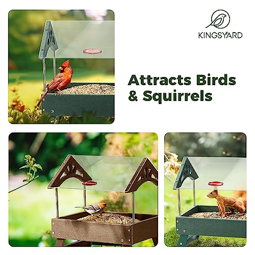 Brown Recycled Plastic Platform Bird Feeder, 5 LBS Large Capacity F338543