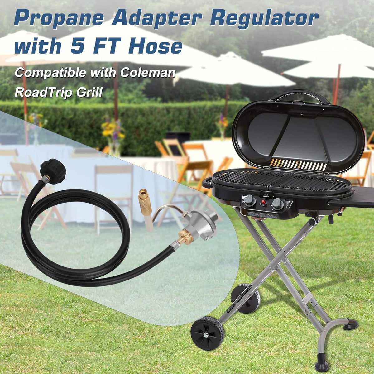 Grill Regulator with 5 Feet Propane Adapter Hose F43754