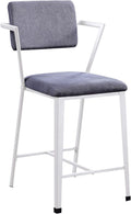 Gray Fabric White Counter Height Chair Set of 2 J68020