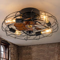 20'' Low Profile Caged Ceiling Fan with Lights Remote Control B975886