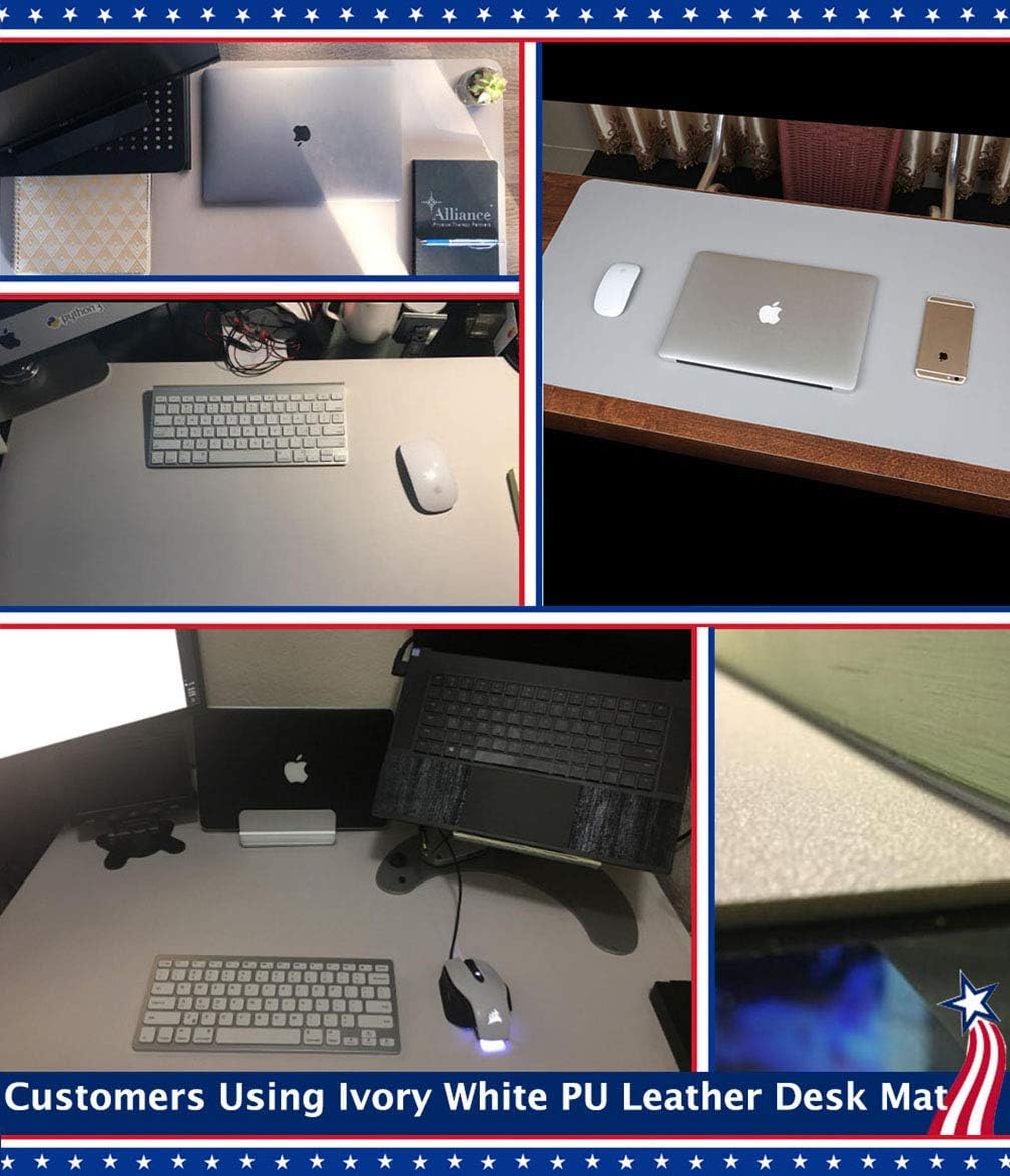 White Waterproof PU Leather Desk Pad K329241