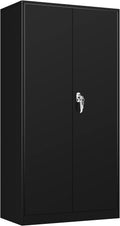 Black Metal Locking Steel Storage Cabinet with 4 Adjustable Shelves U97492