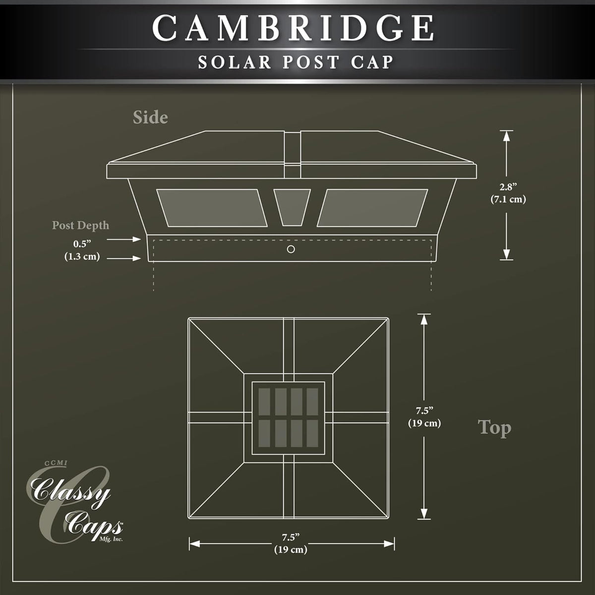 6x6 Brown Aluminum Solar Post Cap V32584