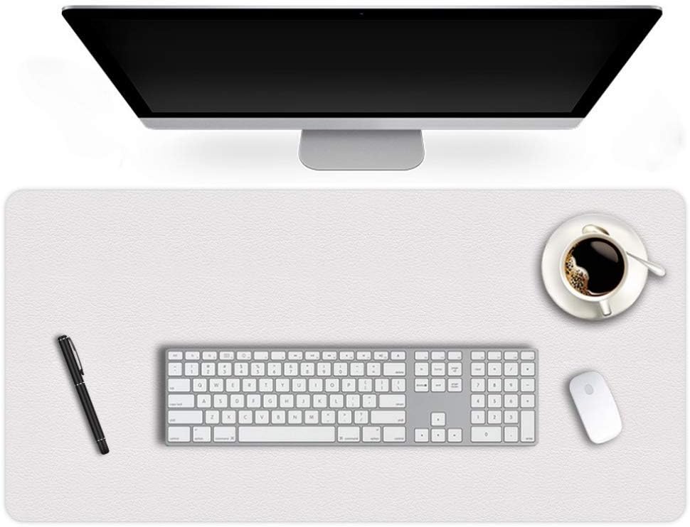 White Waterproof PU Leather Desk Pad K329241