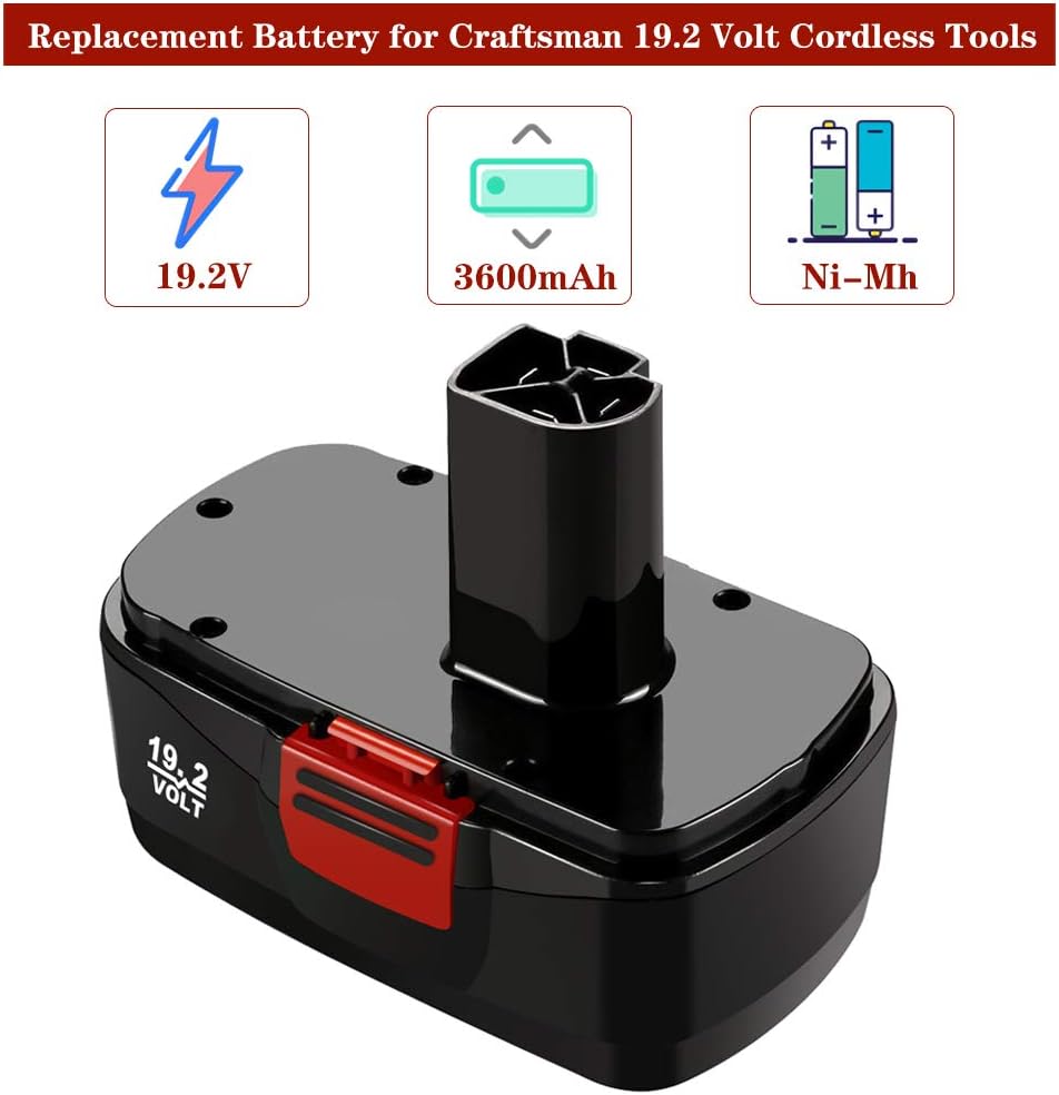 2 Pack 3600mAh Ni-Mh Replacement Battery for 19.2V Cordless Drill Batteries B3185