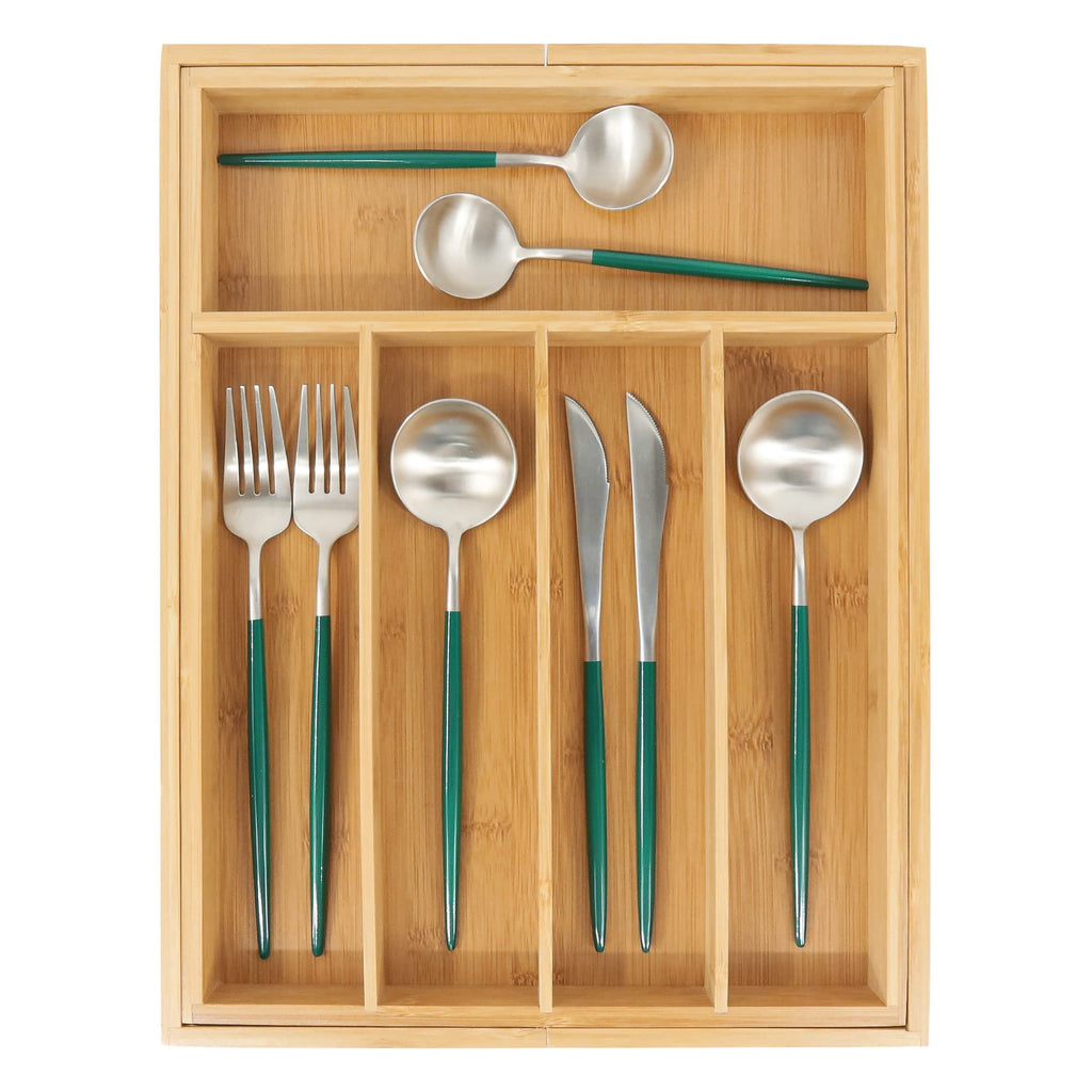 Bamboo Drawer Organizer with Adjustable Dividers, Medium, Brown E2083
