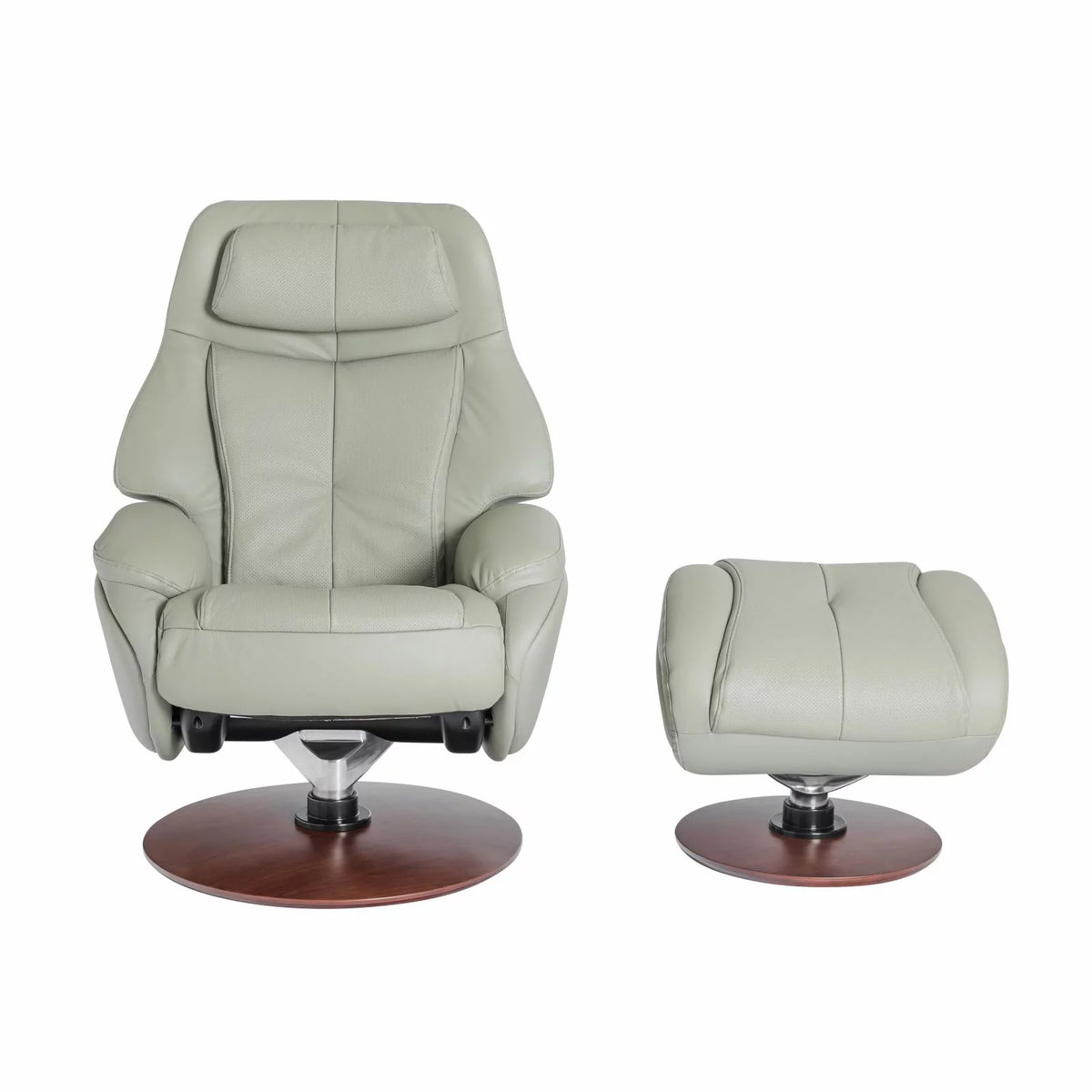 Leather Pedestal Recliner with Ottoman E4611
