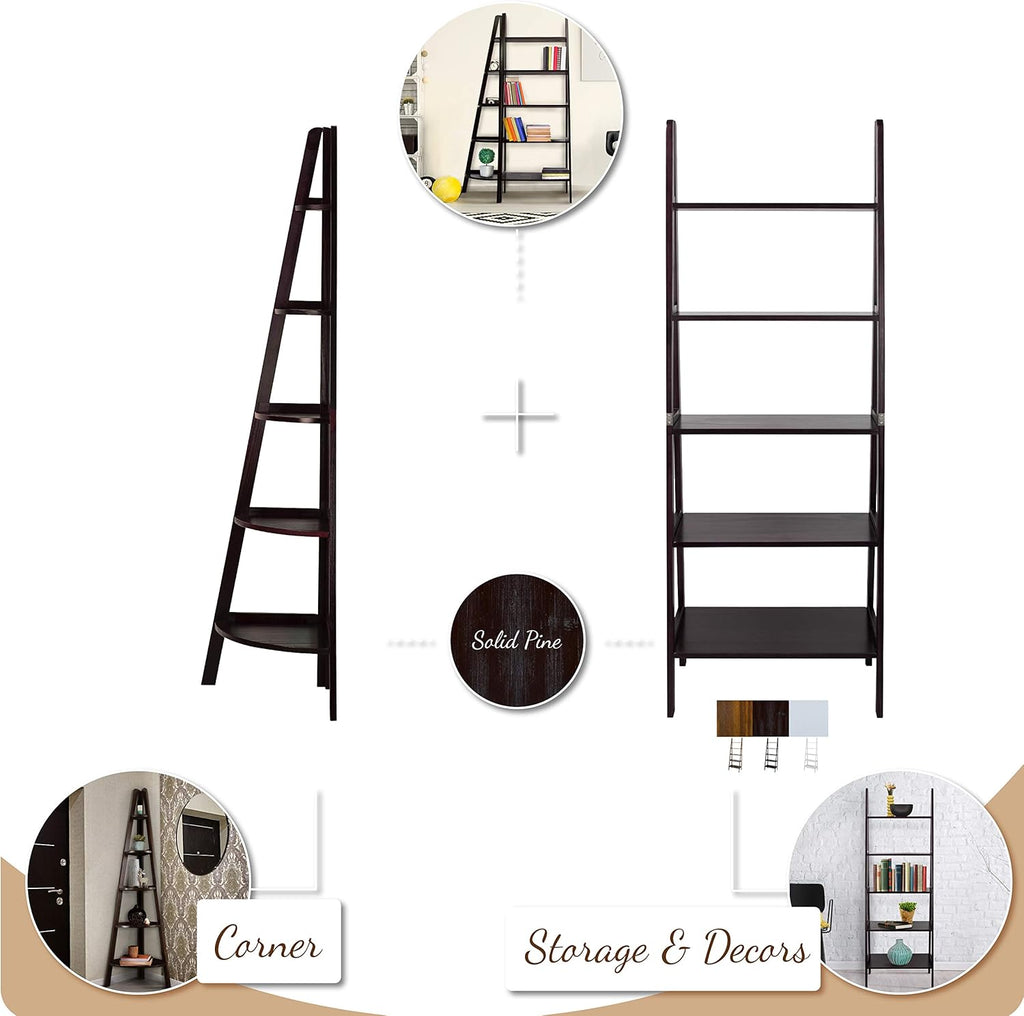5-Shelf Corner Ladder Bookcase X35571