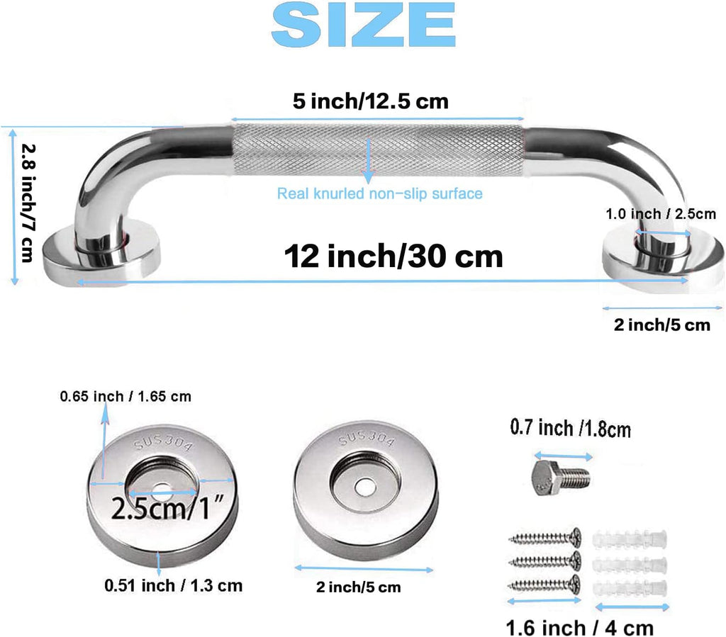 12 Inch Chrome Stainless Steel Shower Grab Bars N416877