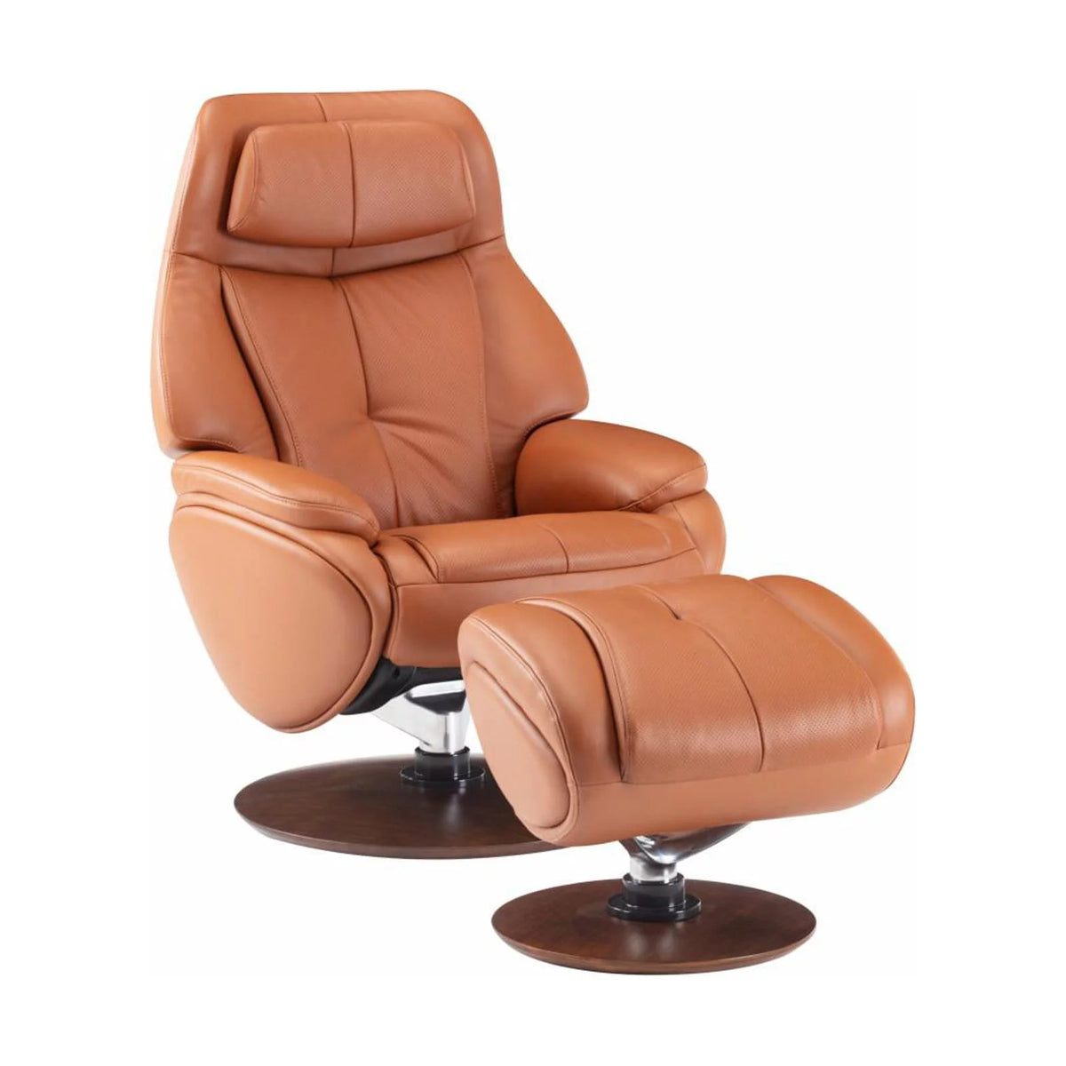 Leather Pedestal Recliner with Ottoman E4611