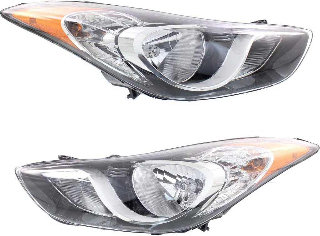 Hyundai Elantra Headlight Assembly Driver Side Black Housing W5395