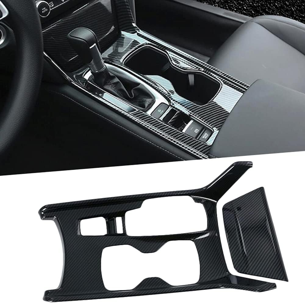 ABS Carbon Fiber Style Gear Shift Panel Cover Water Cup Holder Cover Interior Trim L28112