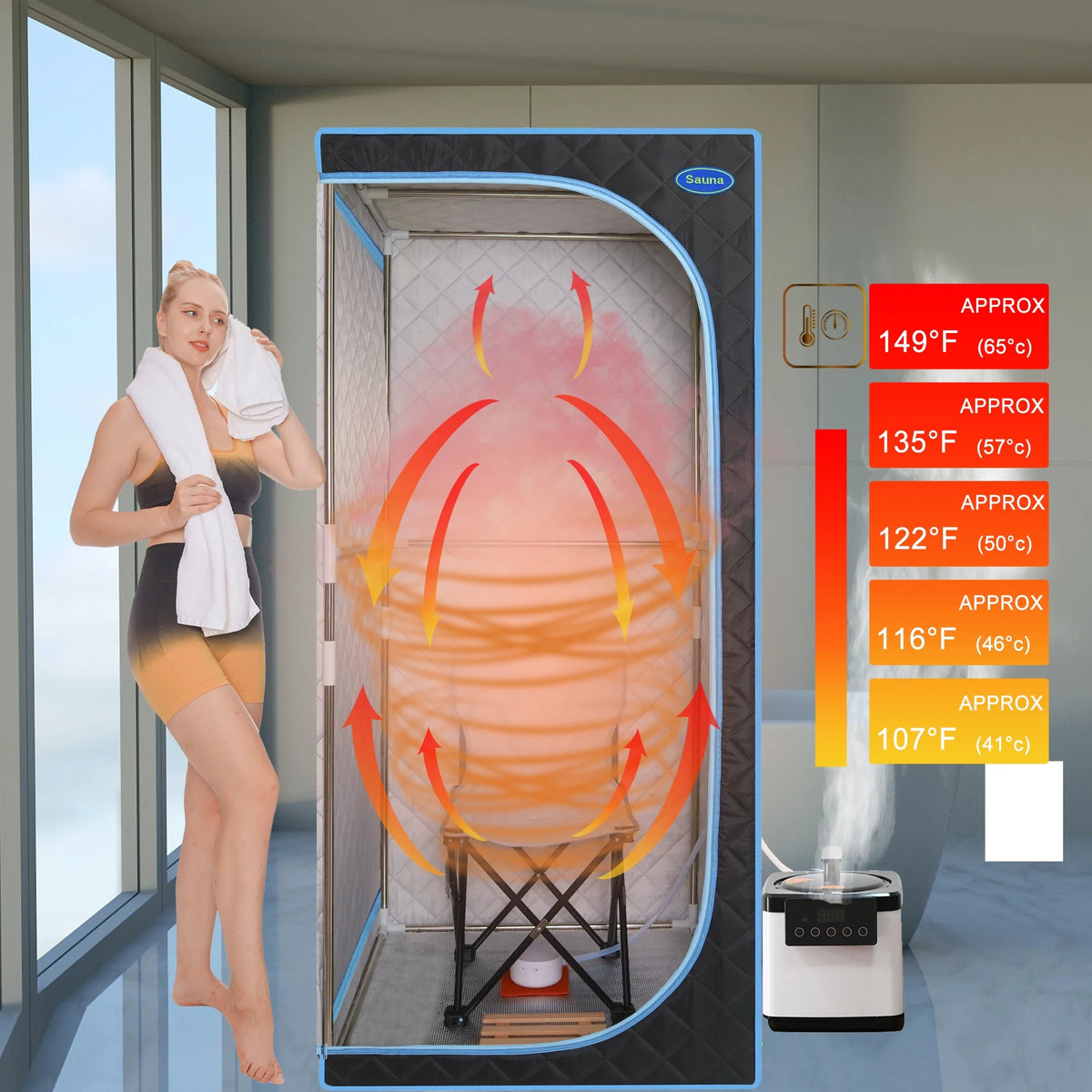 Black Far Infrared Full Body Sauna Tent Q94638