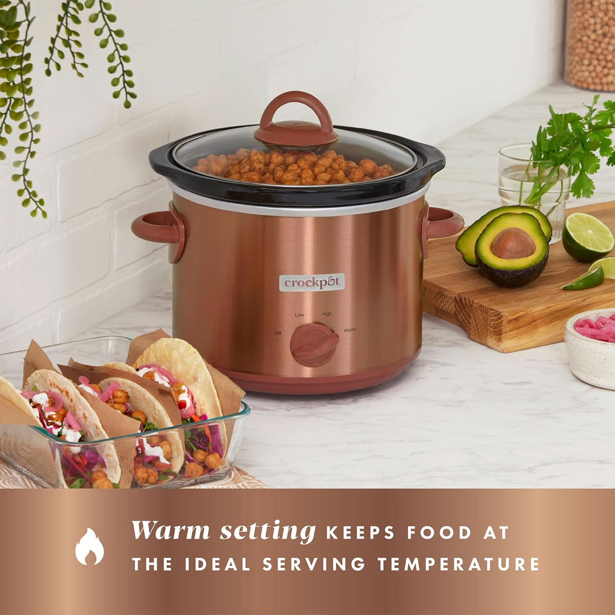 3 Quarts Manual Slow Cooker with Removable Stoneware Bowl I78297