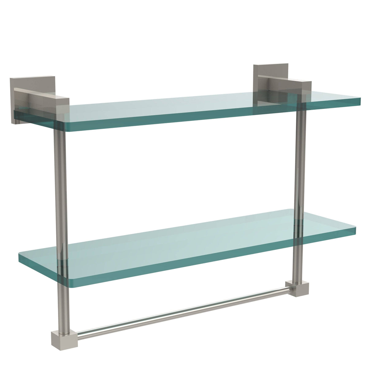 16 in. Two Tiered Glass Shelf with Integrated Towel Bar S1228