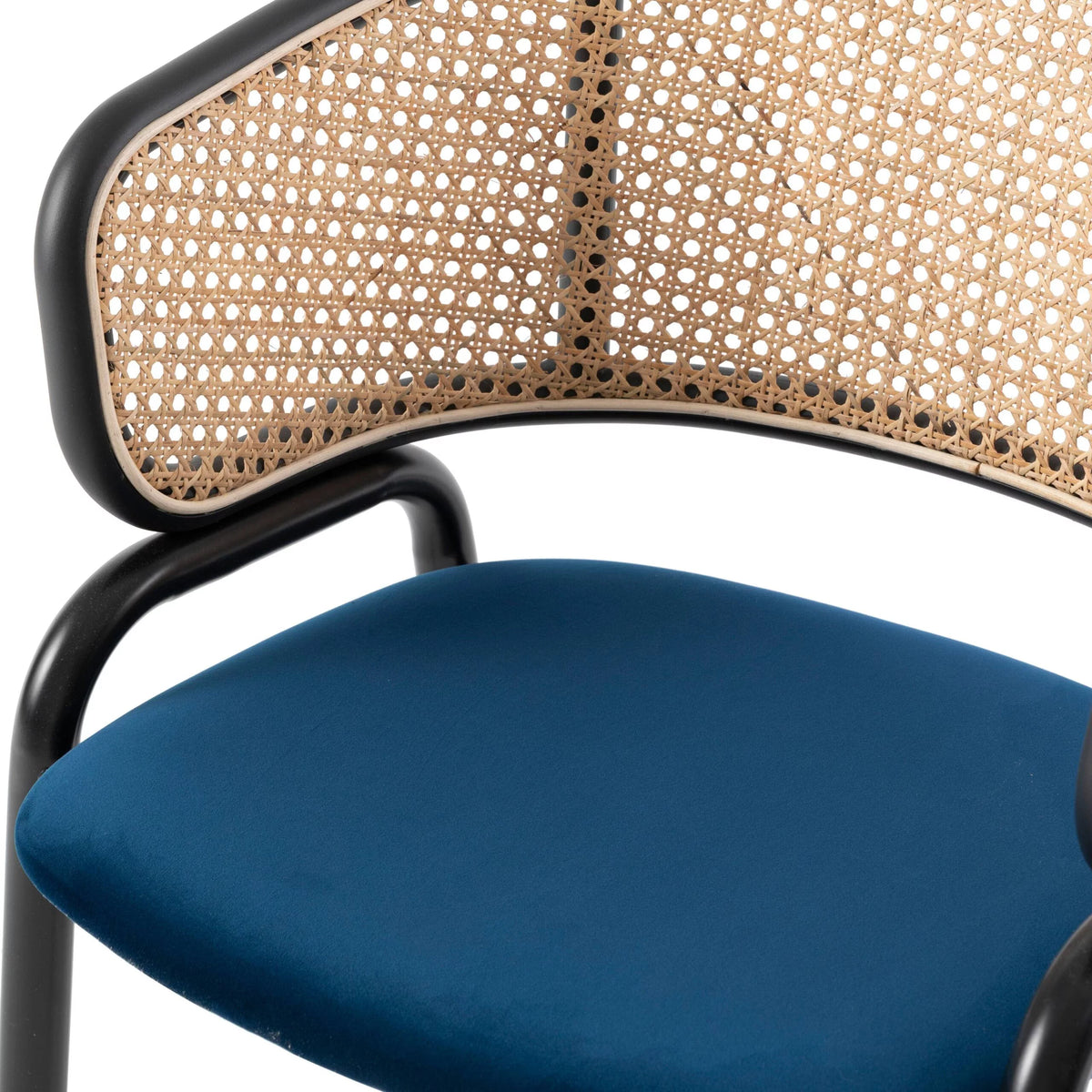 Navy Blue Velvet Wicker Dining Chair Set of 2 U996