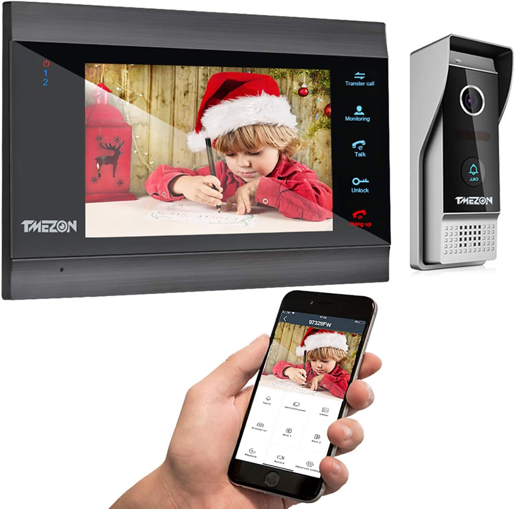 Wireless WIFI Video Door Phone IP Doorbell Intercom System with Camera 7 Inch 1x1080P Wired Camera Night Vision H308