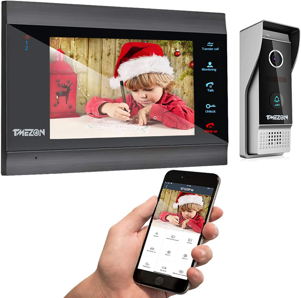 Wireless WIFI Video Door Phone IP Doorbell Intercom System with Camera 7 Inch 1x1080P Wired Camera Night Vision H308