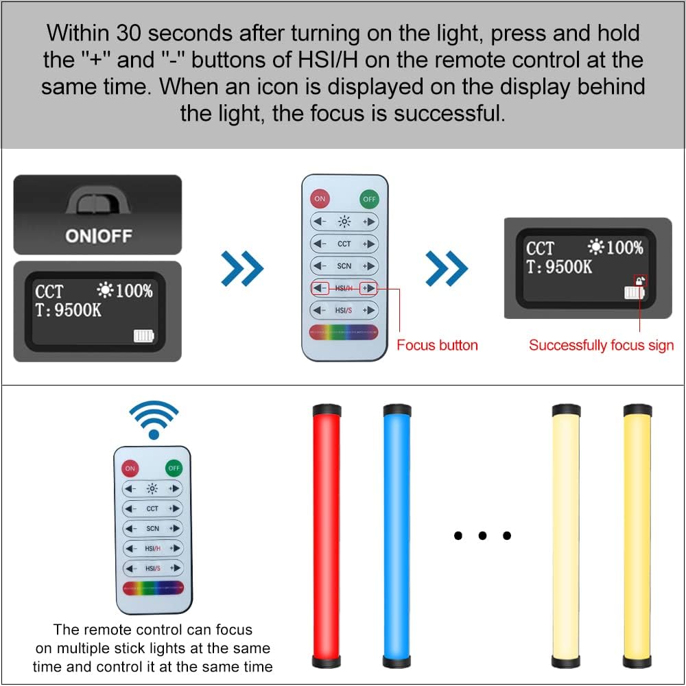 RGB LED Video Light Wand, Portable Studio Lighting, Magnetic Design, Rechargeable Battery, Pack of 2 M28404
