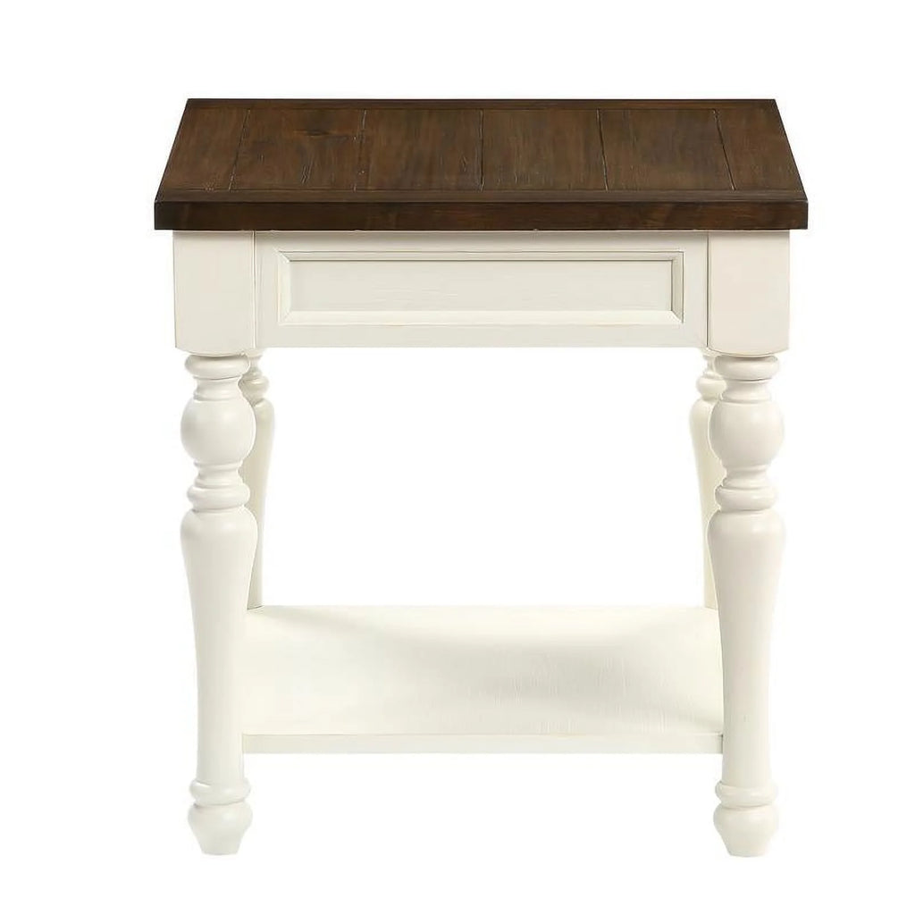 Ivory and Mocha Wood End Table K645