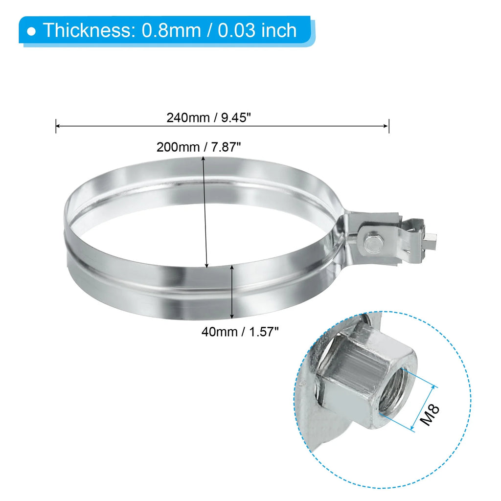 2Pcs Galvanized Steel Worm Gear Duct Clamps Q4402