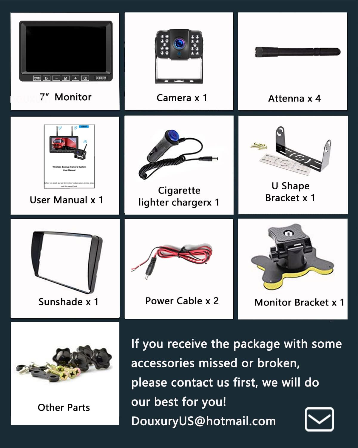 Wireless Backup Camera System with 7 Monitor HD 1080P W62811