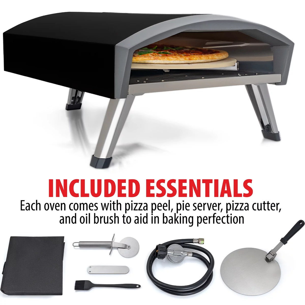 Black Portable Gas Pizza Oven U881049
