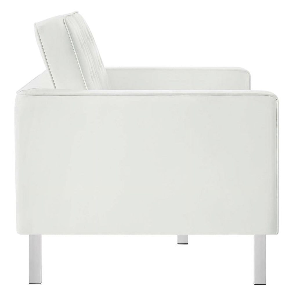 White Faux Leather Tufted Loveseat V185
